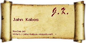 Jahn Kabos névjegykártya